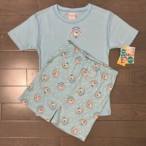 NWT Y2K Vintage 2000 Hello Kitty Rainbow Pajama Top & Shorts Set Size XS